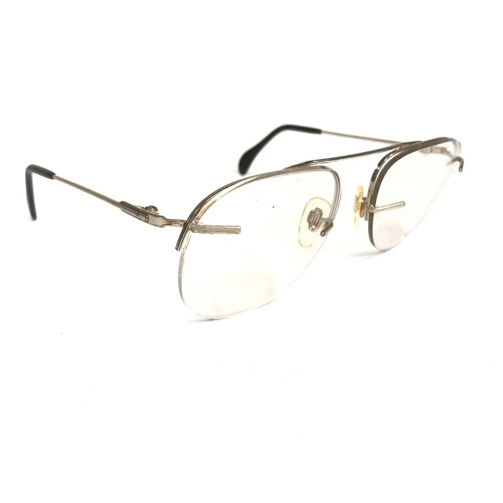 Vintage Menrad Eyeglasses Frames 414-700 Gold Aviators Round Half Rim 58-17-135